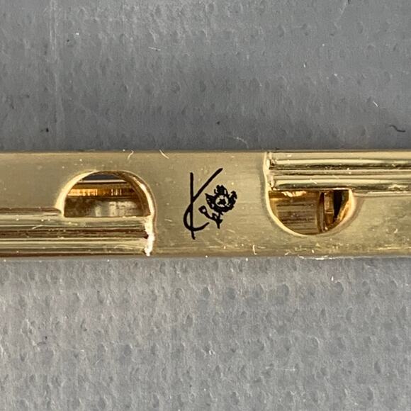 KENZO Gold Engraved Monogram Metal Cuff Links - Picture 2 of 4